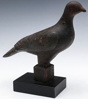 A GOOD SOLID 19TH CENTURY CAST IRON PIGEON DECOY