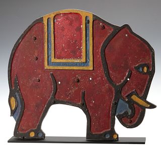 A COLORFUL ART DECO INFLUENCE FIGURAL ELEPHANT MARQUEE