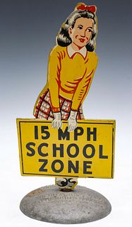 A SAMPLE SIZE MODEL OF CIRCA 1950 SCHOOL CROSSING SIGN