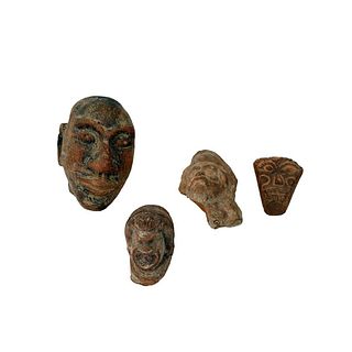 Lot of 4 Ancient Greek Terracotta heads c.4th cent BC