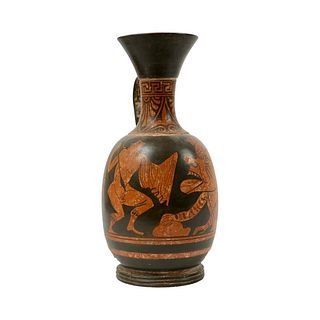 A Greek Style Pottery Lekythos. Size 10 3/4 inches high