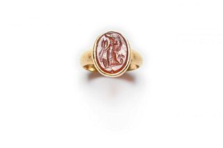 Ancient Roman Gold Ring with Carnelian Intaglio c.1st c