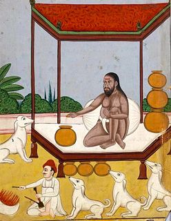 India, A Sadhu, Gauache on paper, the bearded figure on