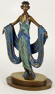 Erté, French (1892-1990) circa 1980 polychrome bronze sculpture, "Gala".