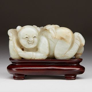 Early Qing Chinese Carved Jade Figure of a Boy