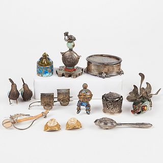 Grp: 20th c. Silver Objects - Many Enameled Chinese