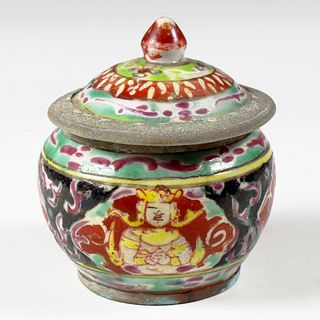 Bencharong Porcelain Lidded Pot