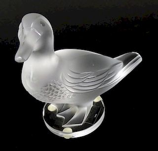 Lalique Frosted Crystal Duck Figurine "Gedeon".