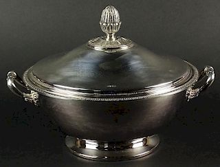 Christofle Silver Plate "Malmaison" Covered Round Serving Bowl.