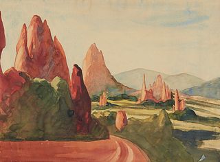 T. Van Voorhees Landscape Watercolor Painting