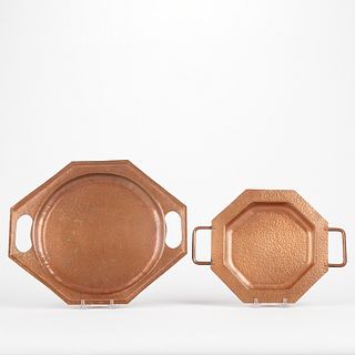 Pair of Copper Arts & Crafts Serving Trays