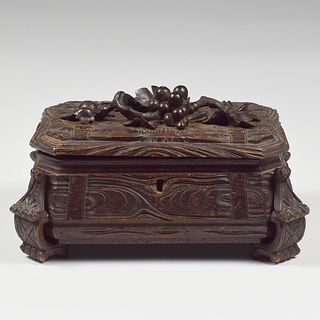 Black Forest Carved Wood Jewelry Box Casket