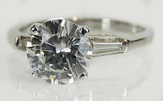 GIA certified 2.03 carat round brilliant cut diamond.