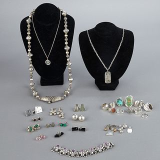 Grp: Sterling Silver Modernist Mexican and other Jewelry