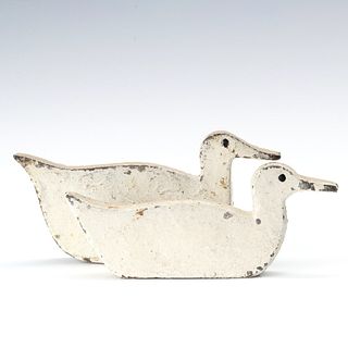 TWO CAST IRON FIGURAL DUCK KNOCKDOWN GALLERY TARGETS