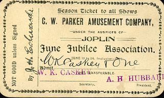 A 1905 C.W. PARKER AMUSEMENT CO. SEASON TICKET