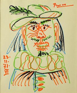 after: Pablo Picasso, Spanish (1881-1973) color lithograph, Clown.