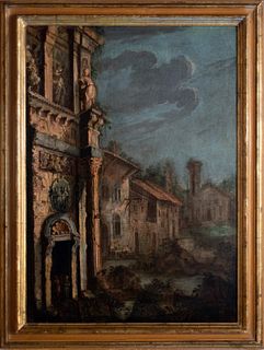 Gherardo Poli (Firenze 1674-Pisa 1739)  - Architectural capriccio with ruins and bystanders