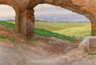 Ettore Ferrari (Roma 1845-1929)  - Pair of views of the Appian Way