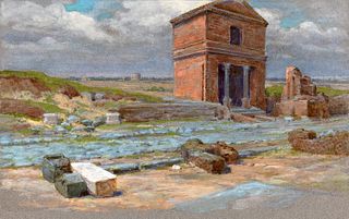 Ettore Ferrari (Roma 1845-1929)  - Pair of views near the Appian Way