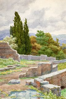 Ettore Ferrari (Roma 1845-1929)  - Pair of views near Tivoli
