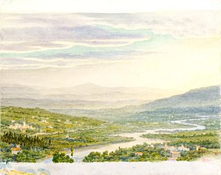 Ettore Ferrari (Roma 1845-1929)  - Pair of views of Assisi and Sant'Elpidio