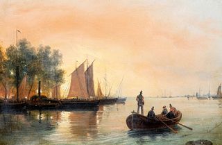 Scuola veneta del XIX secolo - Boats in the harbor