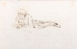 Julien Dupré (Parigi 1851-1910)  - Peasant woman at rest