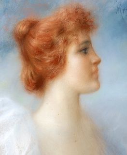 Vincenzo Migliaro (Napoli 1858-1938)  - Profile of young woman