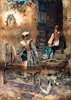 Domenico Pennacchini (Roma 1860-1917)  - Leisure and work, 1882