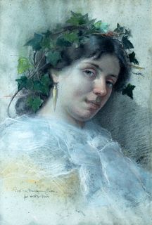 Rosina Mantovani Gutti (Roma 1851-1943)  - Young woman portrait