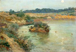 Bruno Ximenes (1883-1921)  - Moonlight on the Tiber, 1924