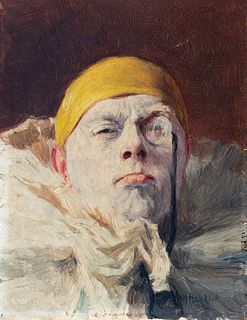 Armand Henrion (Liegi 1875-1958)  - Clown with yellow hat