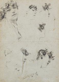 Francesco Paolo  Michetti (Tocco di Casauria 1851-Francavilla al Mare 1929)  - Studies of female figure (recto) and goats (verso)
