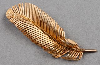 Tiffany & Co. 14K Yellow Gold Feather Brooch Pin
