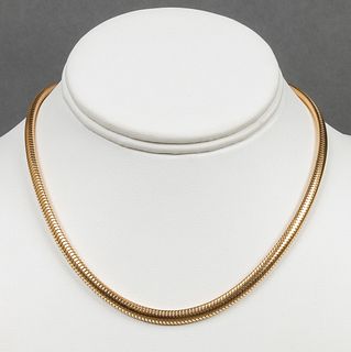 Vintage 14K Yellow Gold Solid Snake Chain Necklace