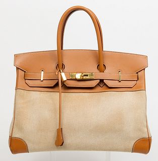 Hermès 35cm Canvas & Leather Birkin Bag