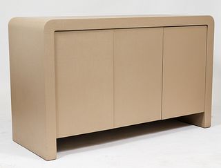 Karl Springer Style Modern Linen Wrapped Cabinet