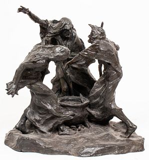 F. Fleming Baxter Macbeth Witches Bronze Sculpture