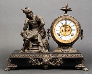 Ansonia Neoclassical Style Figural Mantel Clock
