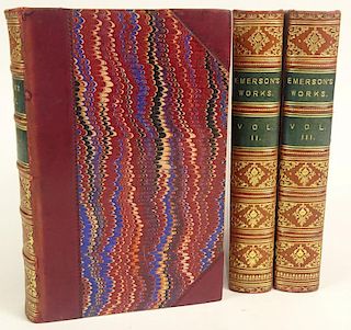 Antique Books The Works by Ralph Waldo Emerson, 1892 in Three (3) Volumes.