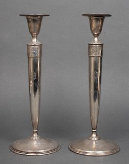 Art Nouveau Sterling Silver Candlesticks, Pair