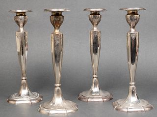J.S. Co. Sterling Silver Candlesticks, Set of 4