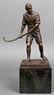 Gottlob Deihle Hockey Player Bronze Sculpture