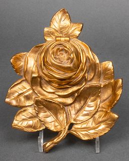 Art Nouveau Style Gilt Bronze Flower Inkwell