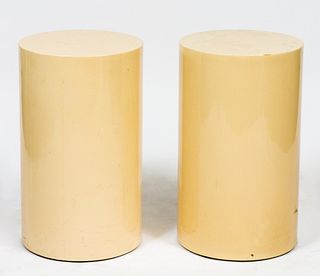 Intrex Furniture Cream Lacquered Tables, Pair