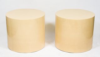 Intrex Furniture Lacquered Drum Tables, Pair