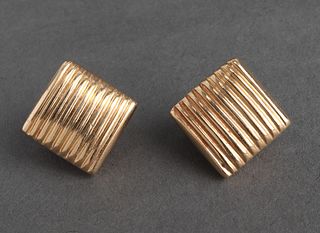 Vintage 14K Yellow Gold Square Textured Earrings
