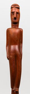 African Folk Art Carved Wood Figural Effigy Cane