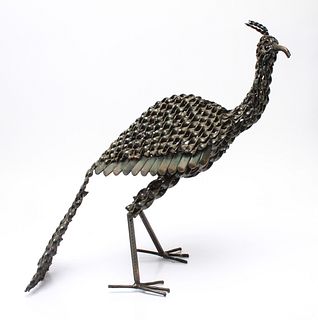 Brutalist "Peacock" Modern Metal Bird Sculpture